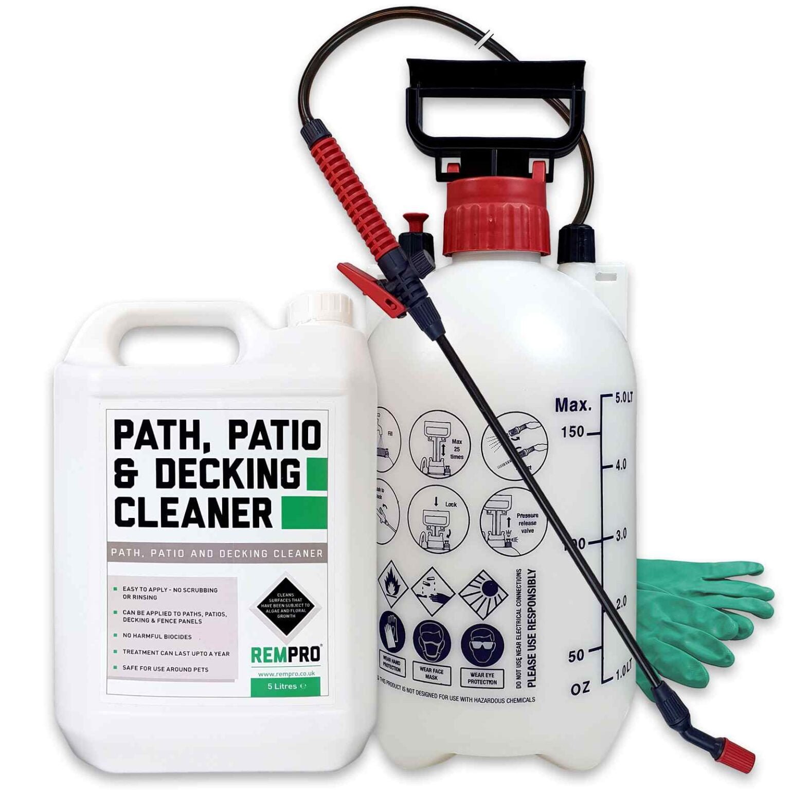 Path, Patio & Decking Cleaner 5 Litres Sprayer Kit Rempro